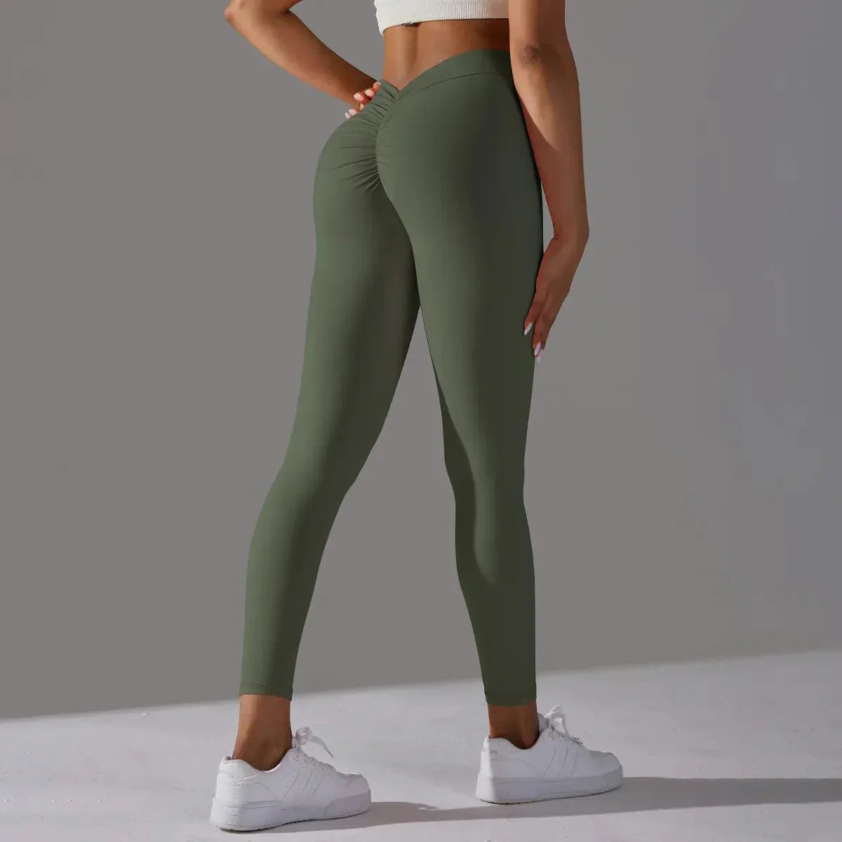 Leggings Sexy de Cintura en V Push Up para Mujer Leggings de Fitness Sensación Desnuda Pantalones de Yoga