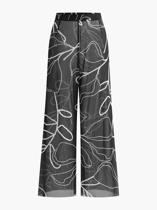 Pantalones de cubierta anchos estampados transparentes