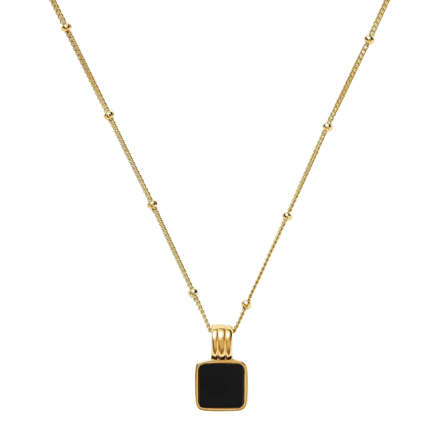 Square Onyx Gemstone Necklace