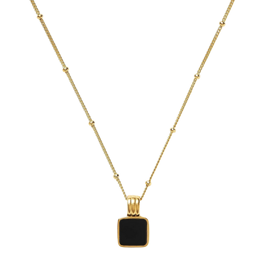 Square Onyx Gemstone Necklace