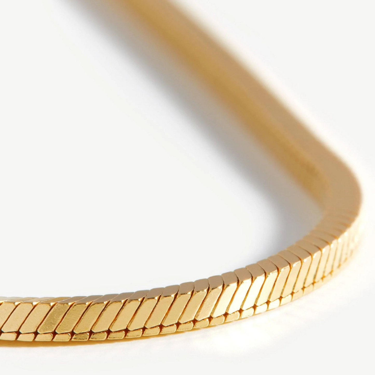 Clytia Love Square Snake Chain Necklace,925 Silver, 18k Gold Plated