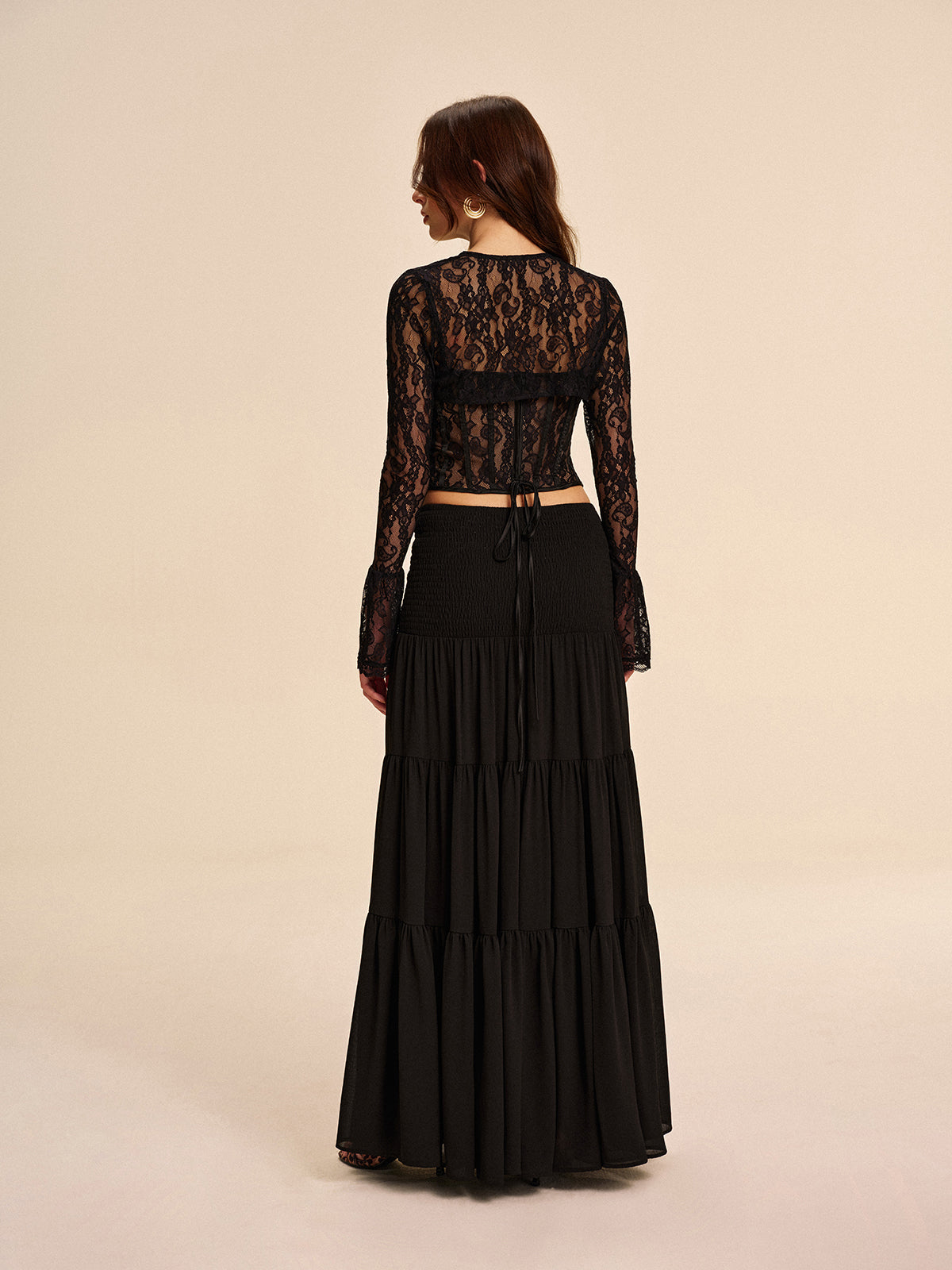 Tiered Chiffon Skirt Without Belt