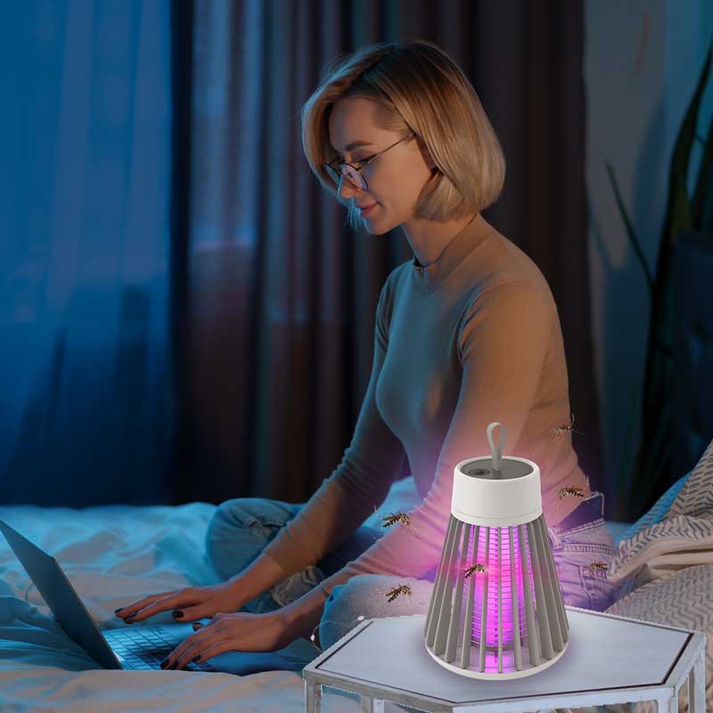 Lampe anti-moustiques rechargeable USB portable – Électrocuteur d'insectes intérieur et extérieur avec lumière LED