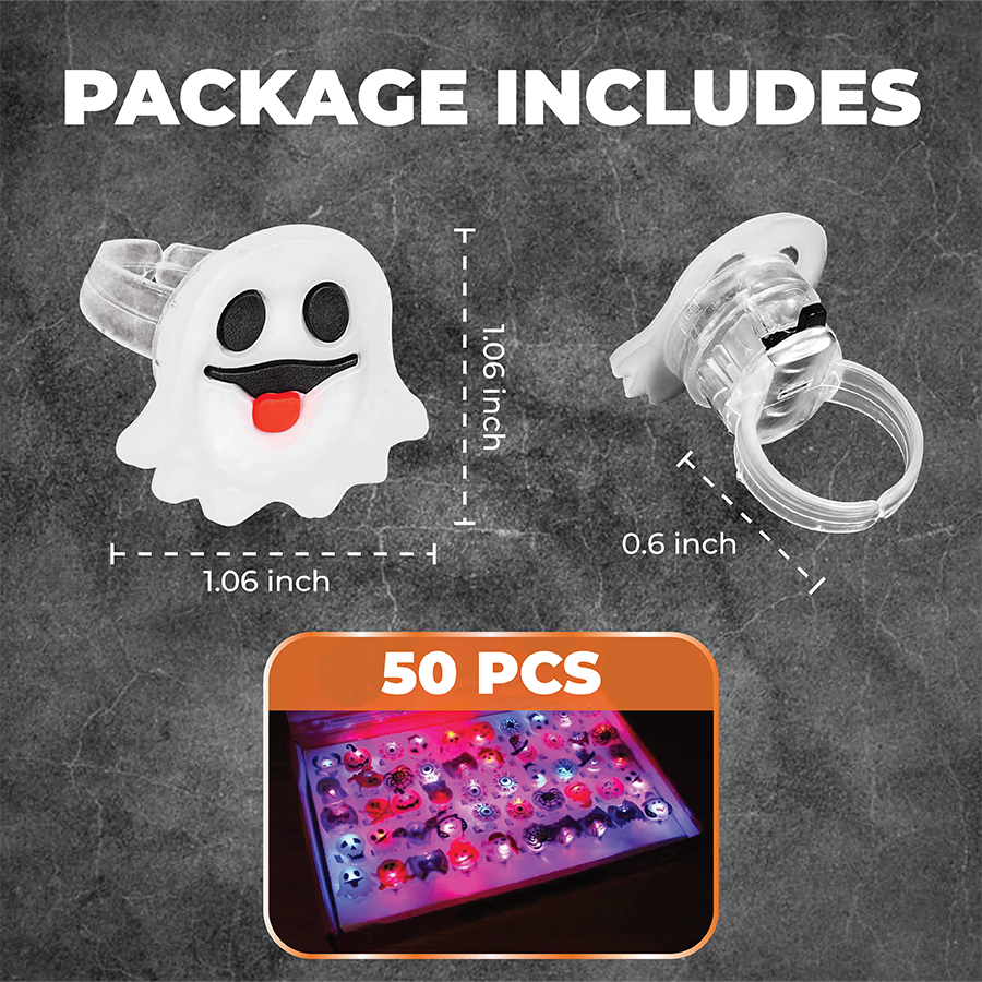 PumpkinPop - Halloween Glow Rings Party Pack - 50 Pcs