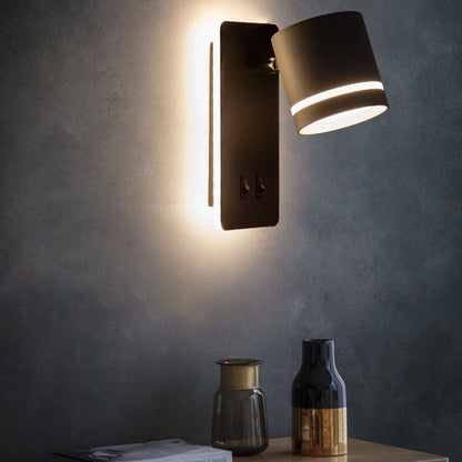 Lámpara de pared minimalista con foco rectangular giratorio LED para lectura