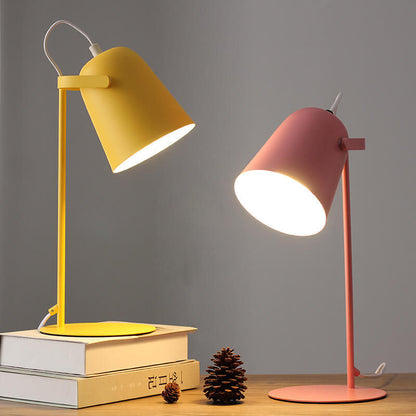 Nordic Macaron Color Creative Iron Bucket Design Light Table Lamp