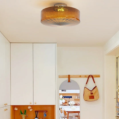Moderne ronde opbouw plafondlamp bruin metaal/glas keuken/woonkamer