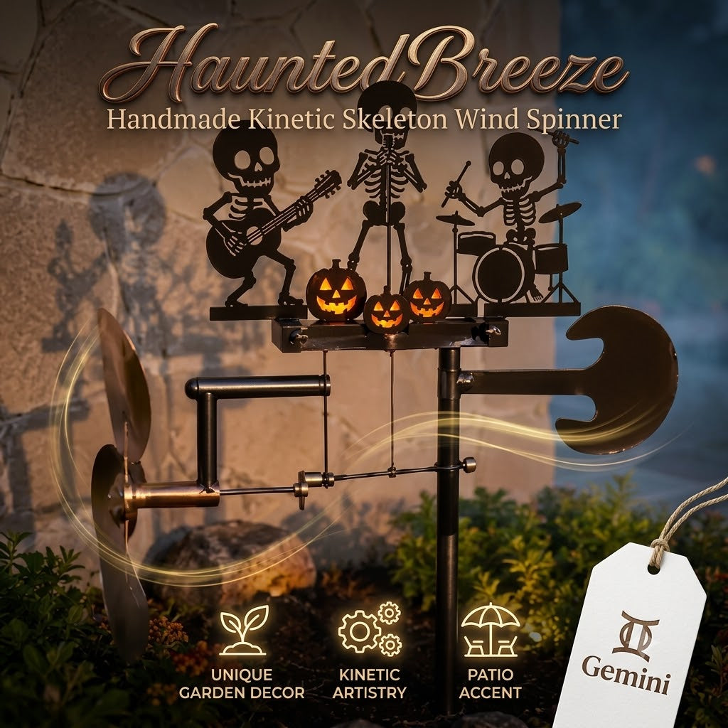 HauntedBreeze – Handmade Kinetic Skeleton Wind Spinner