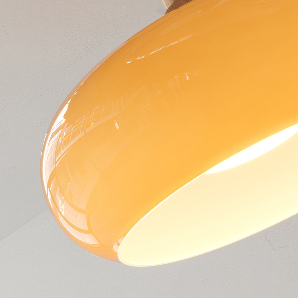 Inbouw plafondlamp kap minimalistisch hout/glas wit/oranje