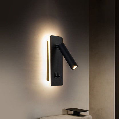 Lámpara de pared minimalista con foco rectangular giratorio LED para lectura