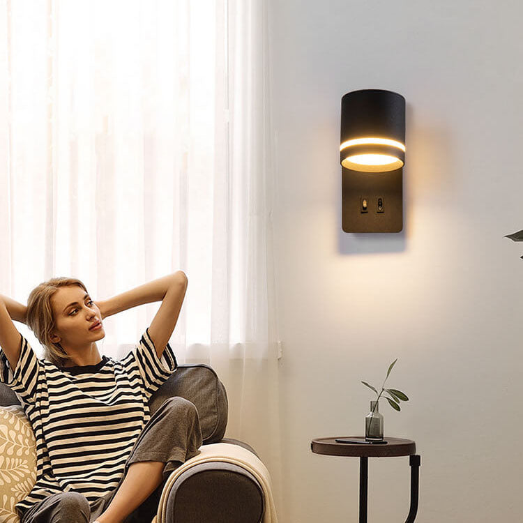 Lámpara de pared minimalista con foco rectangular giratorio LED para lectura