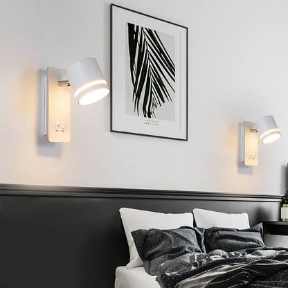 Lámpara de pared minimalista con foco rectangular giratorio LED para lectura