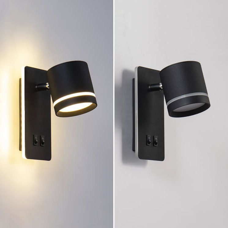 Lámpara de pared minimalista con foco rectangular giratorio LED para lectura