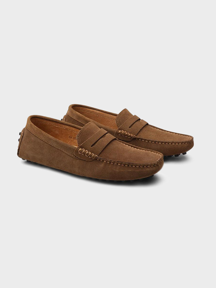 Suede Boat Loafers – Men’s Luxury Calf Suede Slip-On Loafers with Leather Insole
