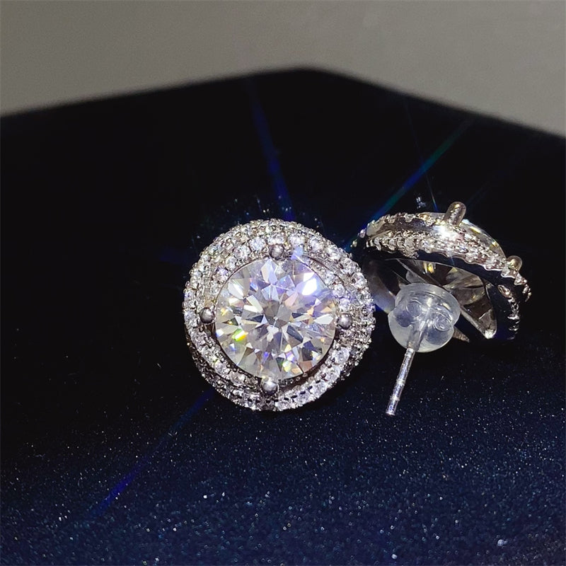 Radiant Sparkle 6 Carat Moissanite Sterling Silver Earrings