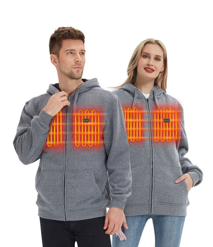 Full Zip Fleece Jacket Hooded Sweatshirt Heated Hoodie