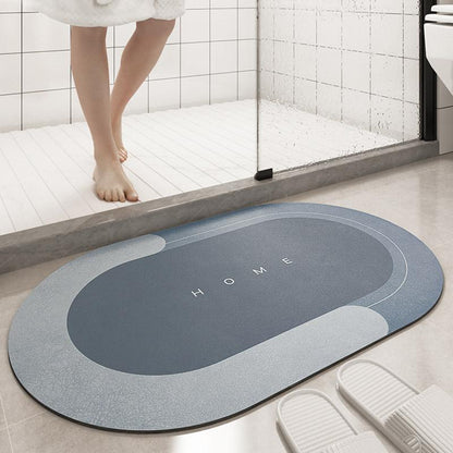 Absorbent Bath Mat (Oval) - Waterproof & Non slip Rubber Shower Mat