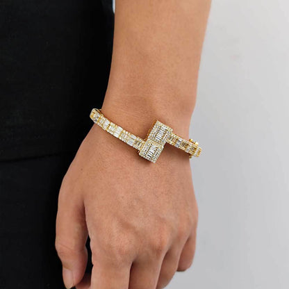 Love Baguette Bangle Bracelet , Gold Plated