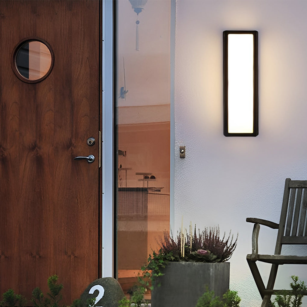 Aplique de pared contemporáneo negro rectangular con sensor de movimiento LED impermeable