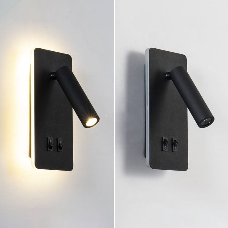 Lámpara de pared minimalista con foco rectangular giratorio LED para lectura