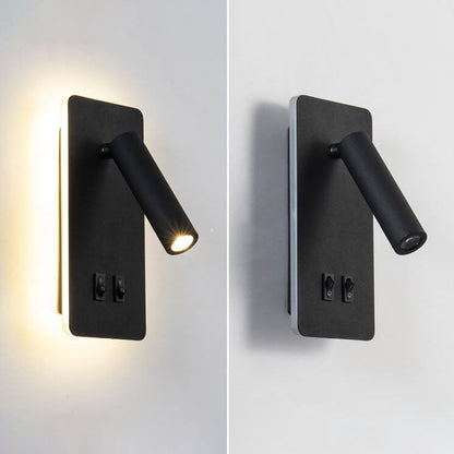 Lámpara de pared minimalista con foco rectangular giratorio LED para lectura