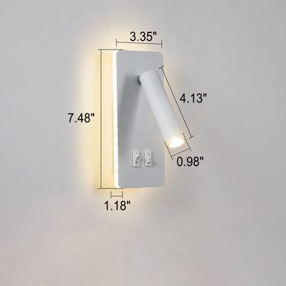 Lámpara de pared minimalista con foco rectangular giratorio LED para lectura