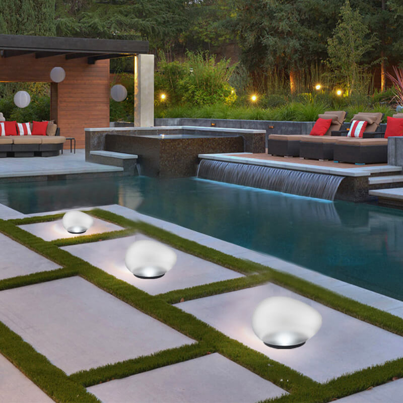 Luz de vidrio para paisaje exterior LED de guijarro solar ABS arenado
