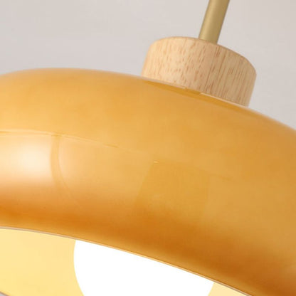 Inbouw plafondlamp kap minimalistisch hout/glas wit/oranje
