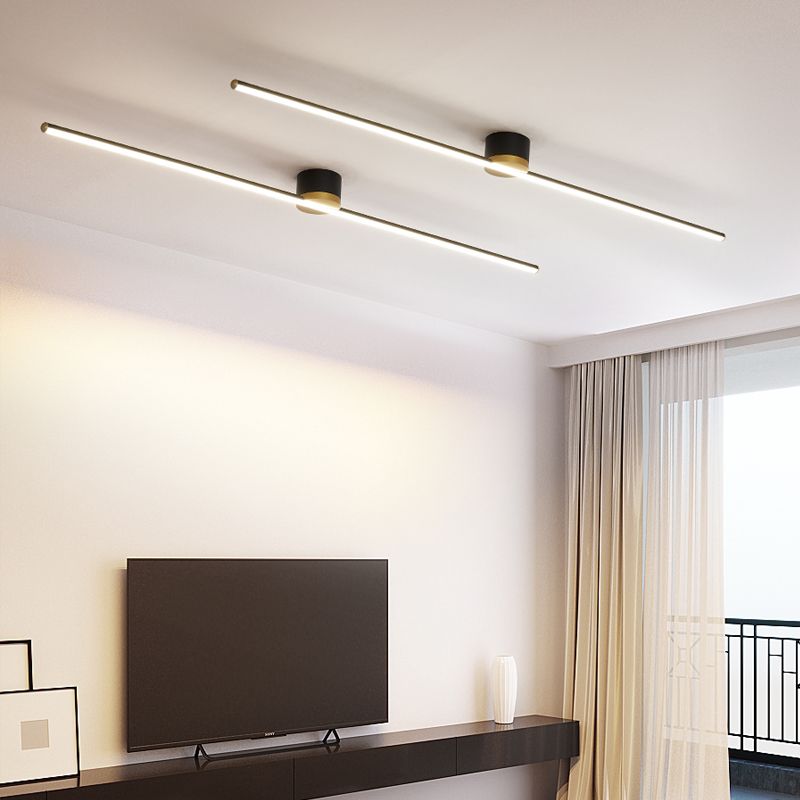 Lineaire inbouw plafondlamp zwart/wit