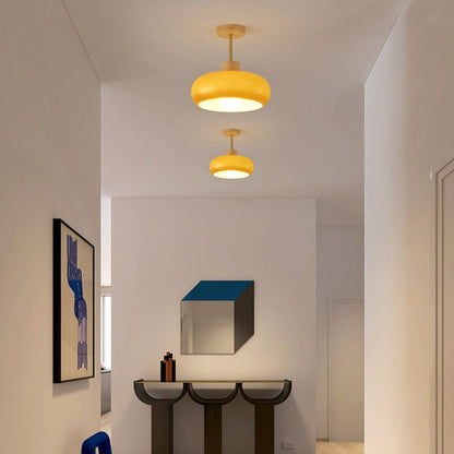 Inbouw plafondlamp kap minimalistisch hout/glas wit/oranje