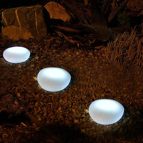 Luz de vidrio para paisaje exterior LED de guijarro solar ABS arenado