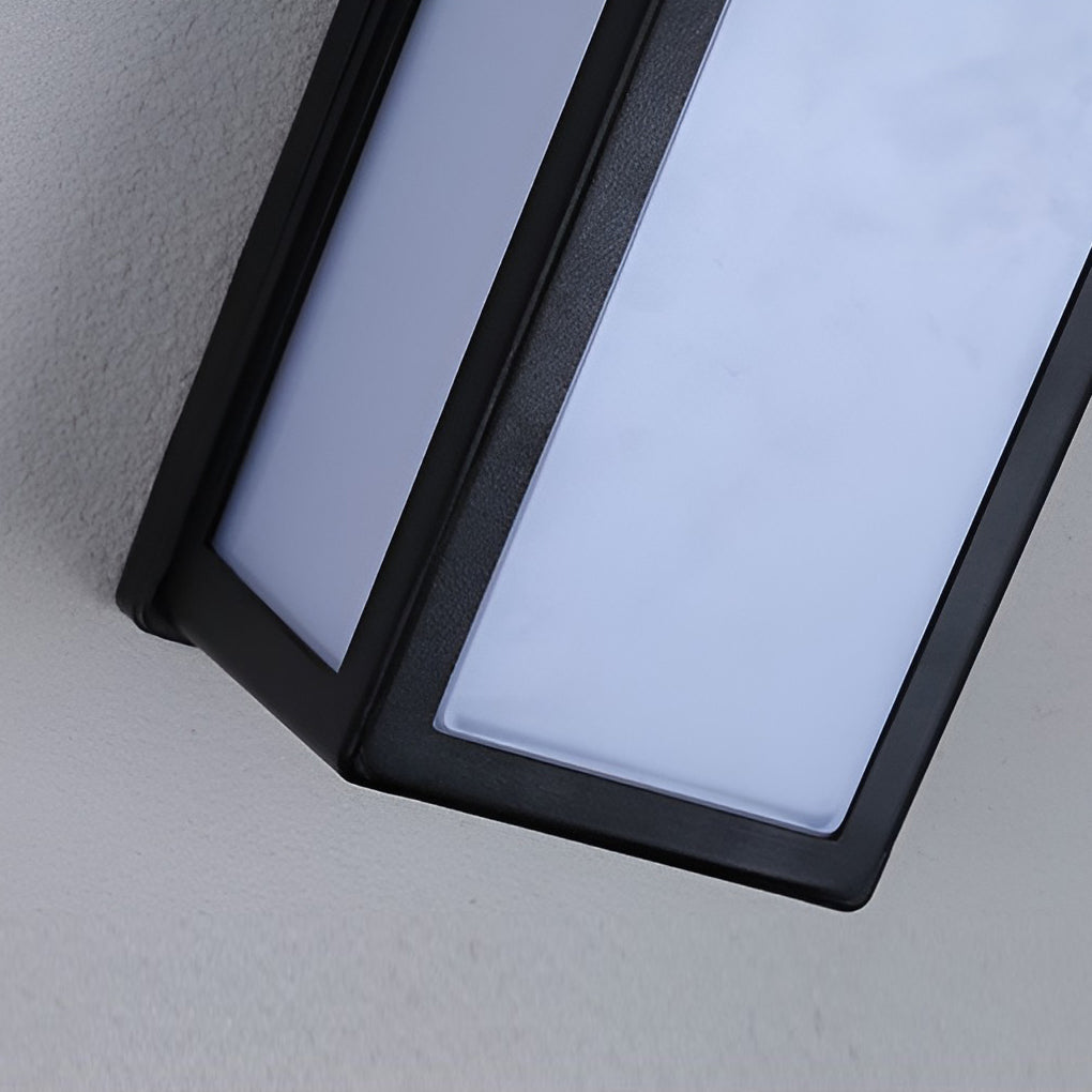 Aplique de pared contemporáneo negro rectangular con sensor de movimiento LED impermeable