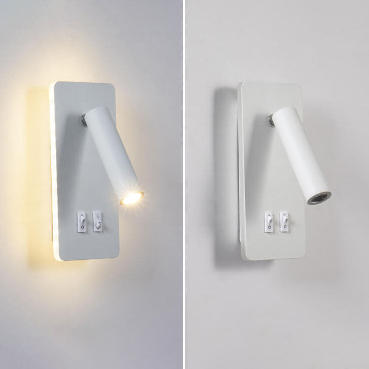 Lámpara de pared minimalista con foco rectangular giratorio LED para lectura