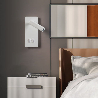 Lámpara de pared minimalista con foco rectangular giratorio LED para lectura