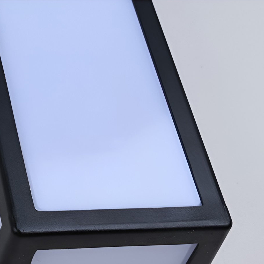 Aplique de pared contemporáneo negro rectangular con sensor de movimiento LED impermeable