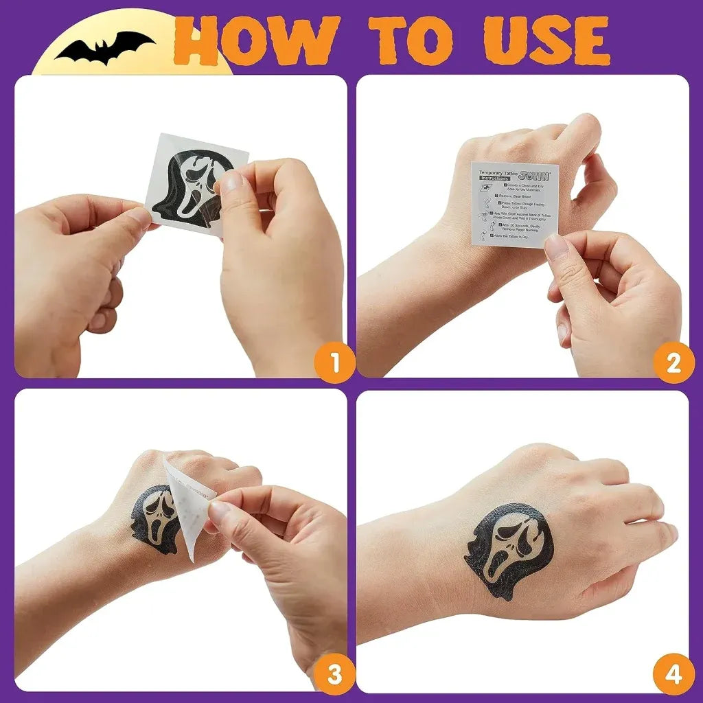 144 PCS Halloween Glowing Temporary Tattoos for Kids, 12 Designs Luminous Tattoo stickers – Ventayo