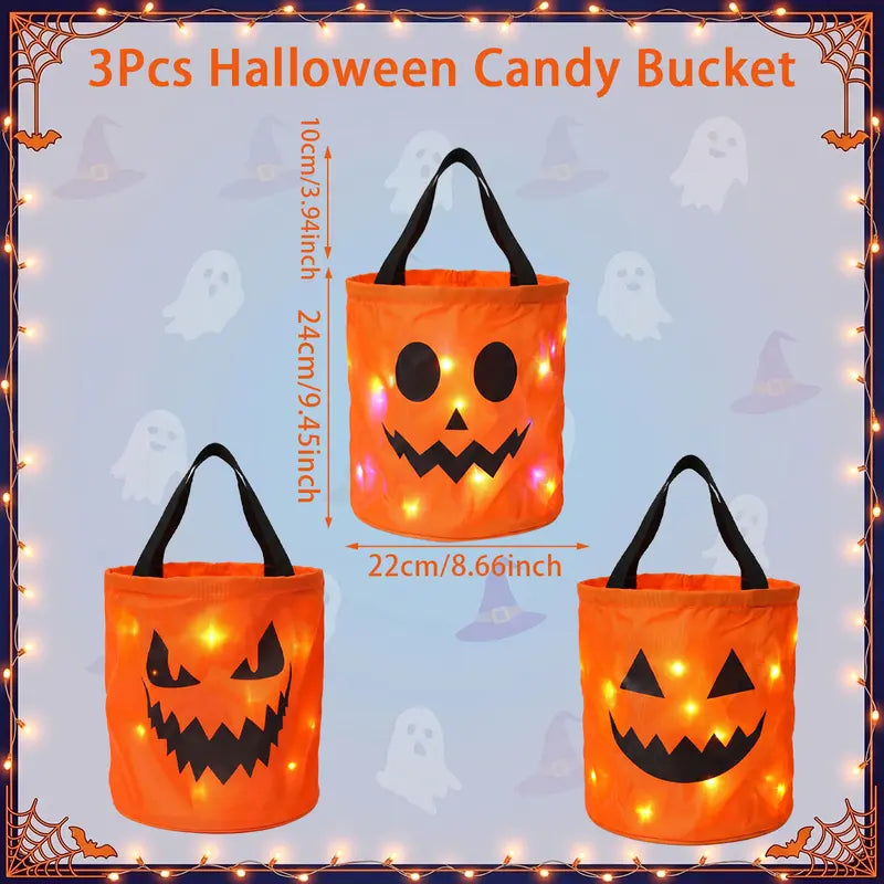GlowTreat – LED Halloween Candy Bucket Set
