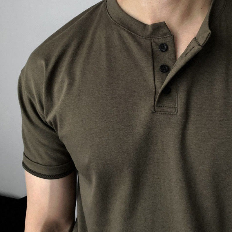 DAEGU Men’s Buttoned Collar T-Shirt – 100% Cotton, Tailored Fit & Short Sleeves