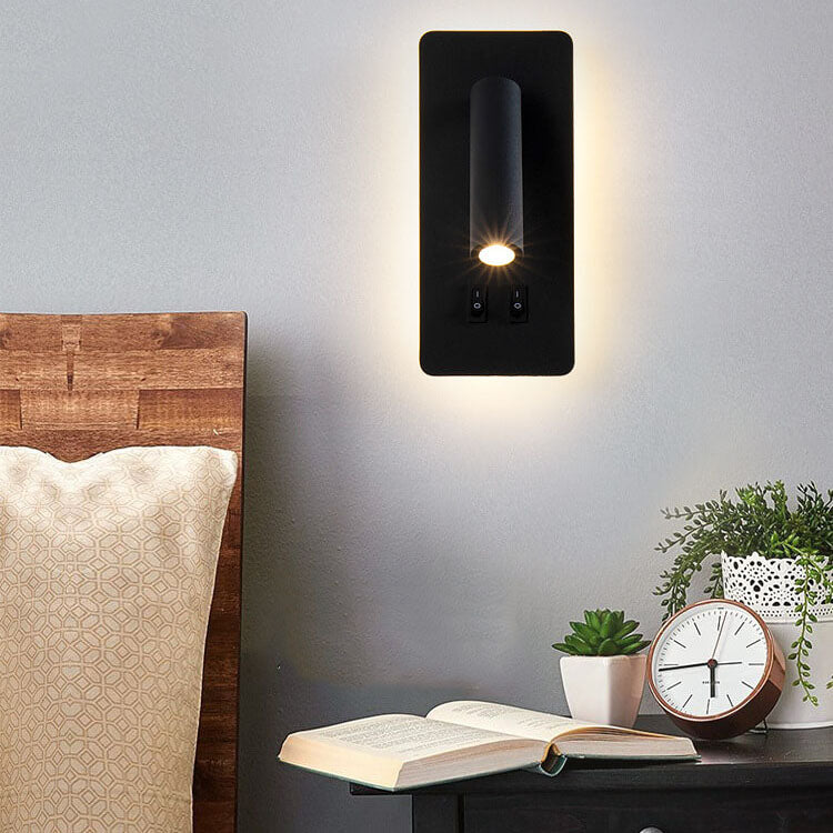 Lámpara de pared minimalista con foco rectangular giratorio LED para lectura