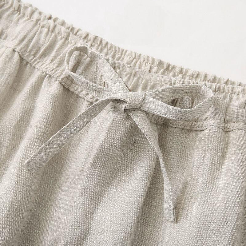 CANNES Linen Pants – Men’s Premium Pure Linen Lace-Up Casual Trousers