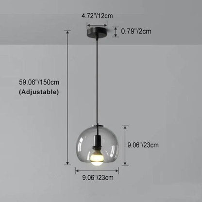 Minimalist Smoke Gray Light Hand-Blown Glass Dome Pendant Light