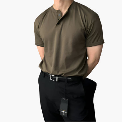 DAEGU Men’s Buttoned Collar T-Shirt – 100% Cotton, Tailored Fit & Short Sleeves