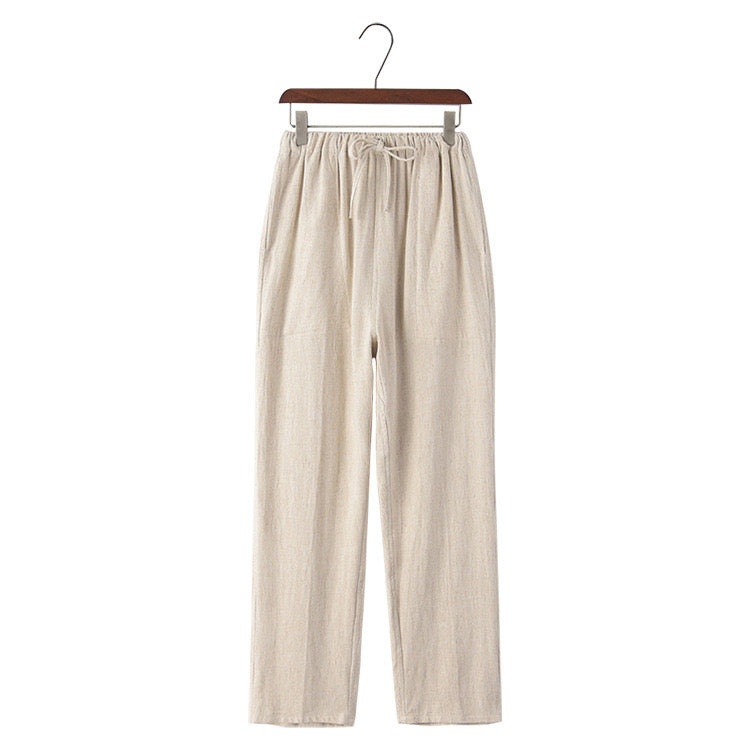 CANNES Linen Pants – Men’s Premium Pure Linen Lace-Up Casual Trousers