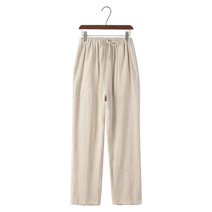 CANNES Linen Pants – Men’s Premium Pure Linen Lace-Up Casual Trousers