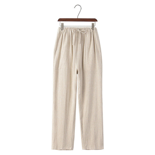 CANNES Linen Pants – Men’s Premium Pure Linen Lace-Up Casual Trousers