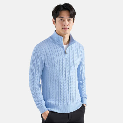 TAEBAEK Ritstrui – Heren 100% Katoen Kabelgebreide Half-Rits Trui