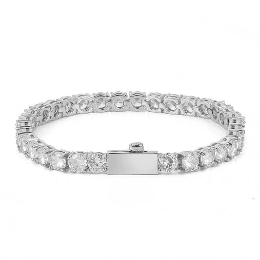 Round Cut Tennis Bracelet in White Gold - 5mm