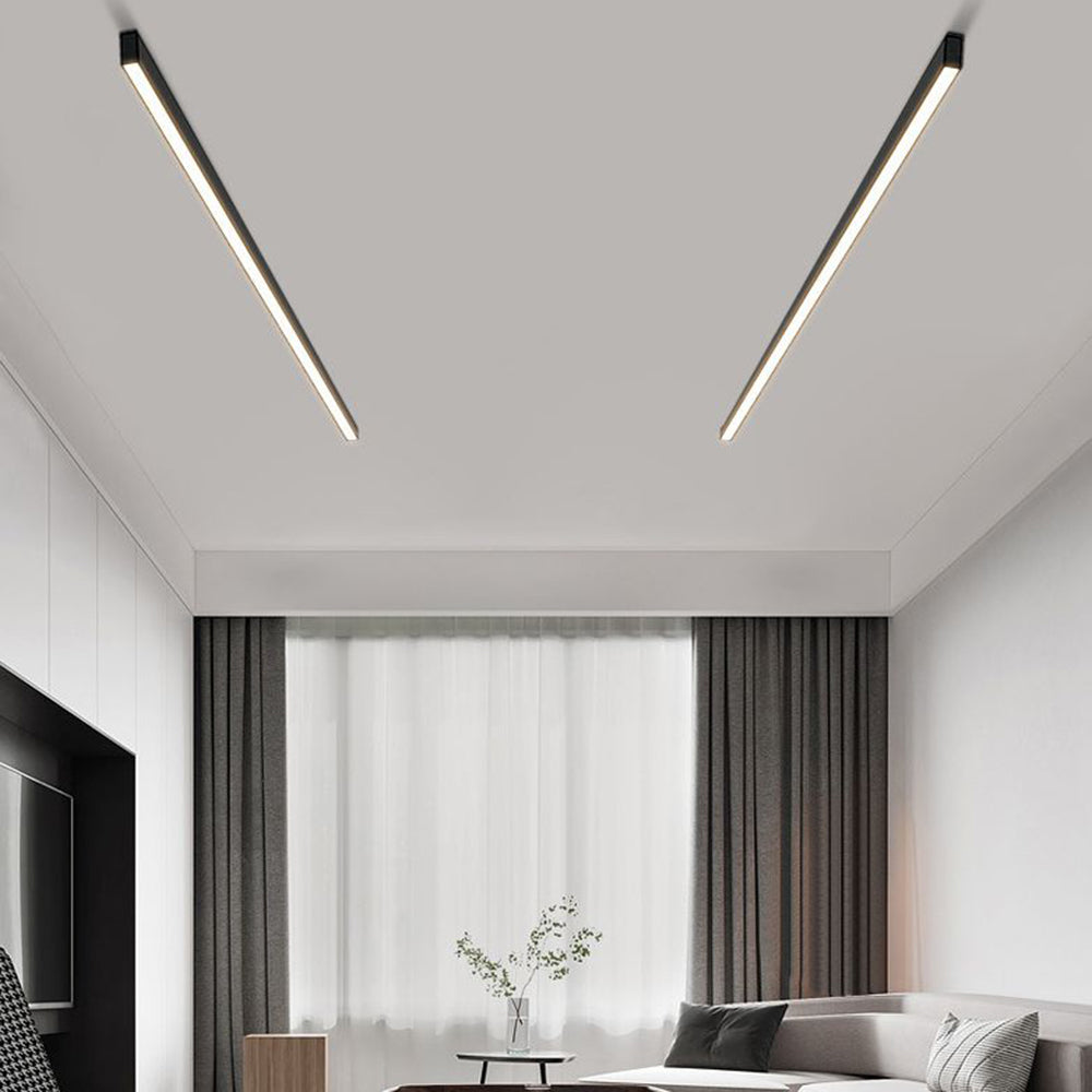 Lineaire moderne LED zwarte metalen plafondlamp met vlakke montage