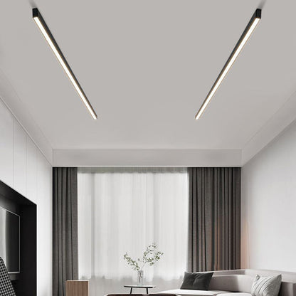 Lineaire moderne LED zwarte metalen plafondlamp met vlakke montage