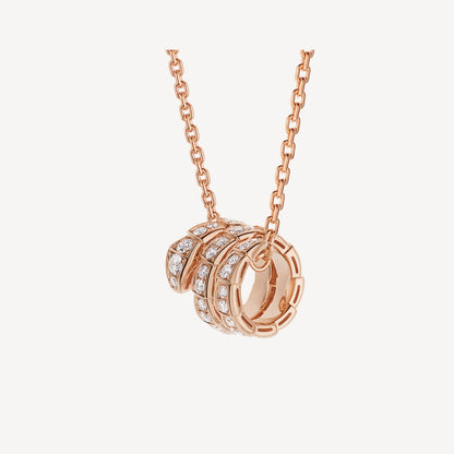 Clytia Love Serpenti Necklace,925 Silver,18k Rose Gold Plated,Cubic Zircon Paved